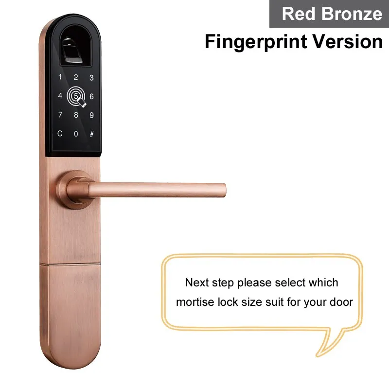 RAYKUBE Electronic Door Lock With Fingerprint / Smart Card / Bluetooth Unlock Wifi TT lock Phone APP Keyless Mortise Lock R-F918