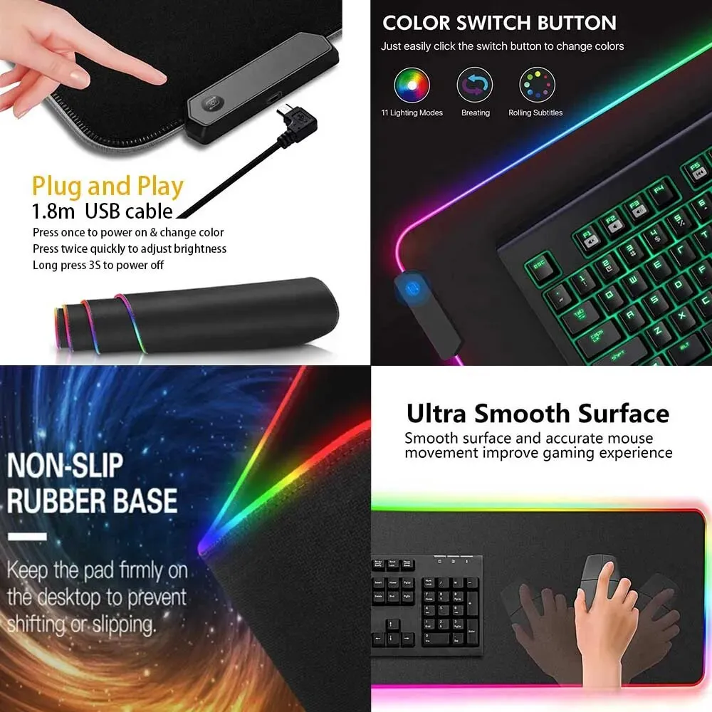 RGB Gaming Mouse Pad Dragon Desk Mat HD