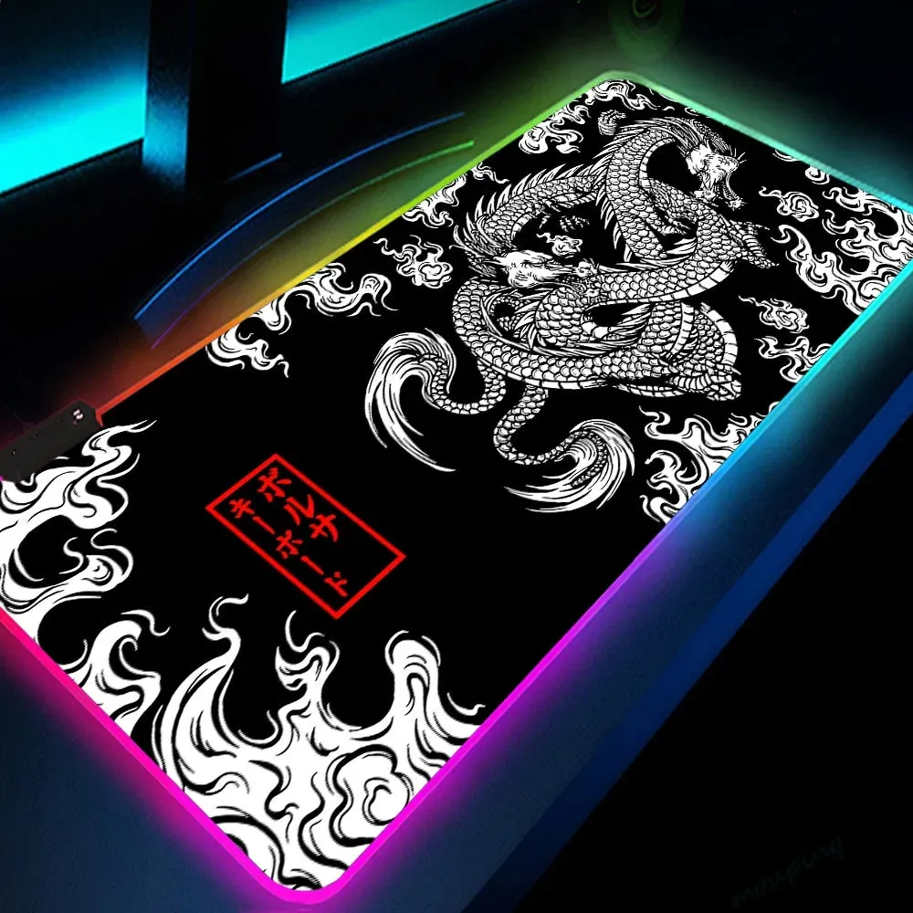 RGB Gaming Mouse Pad Dragon Desk Mat HD