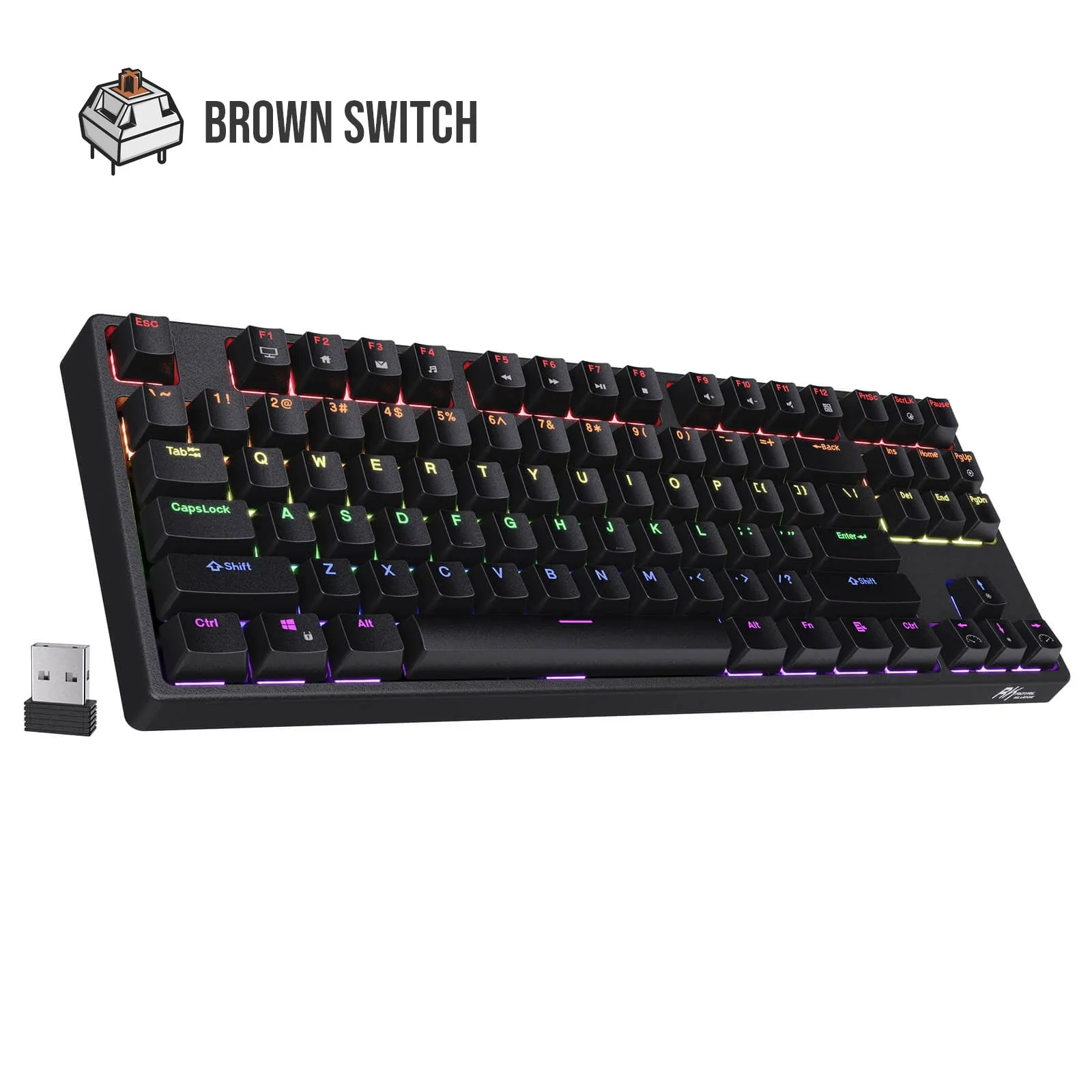 Royal Kludge RK Sink87 RGB 87 Keys Mechanical Gaming Keyboard 2.4G Wireless Wired Hot Swappable TKL with Bluetooth 5.0 (White, Black) (Available in Blue Clicky, Red Linear, and Brown Tactile Switch)