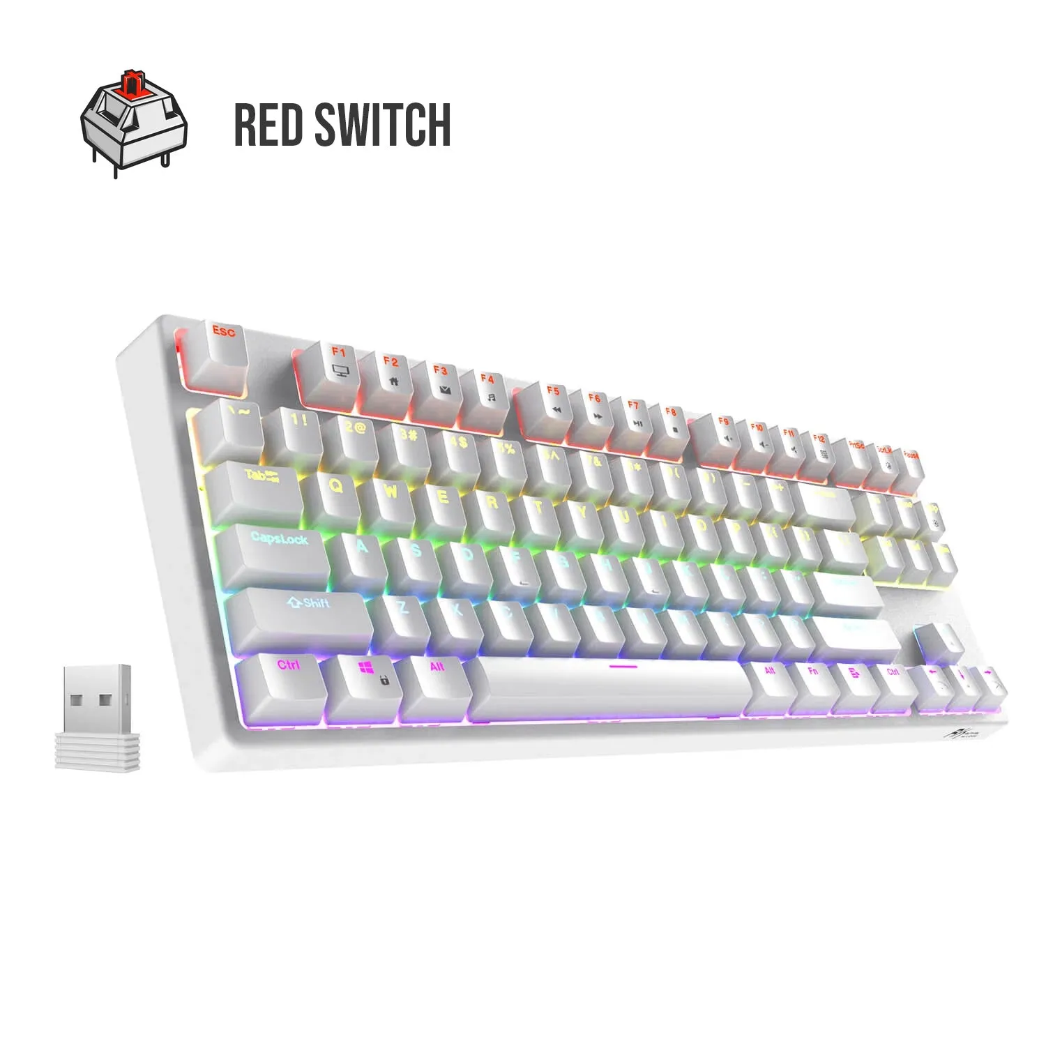 Royal Kludge RK Sink87 RGB 87 Keys Mechanical Gaming Keyboard 2.4G Wireless Wired Hot Swappable TKL with Bluetooth 5.0 (White, Black) (Available in Blue Clicky, Red Linear, and Brown Tactile Switch)