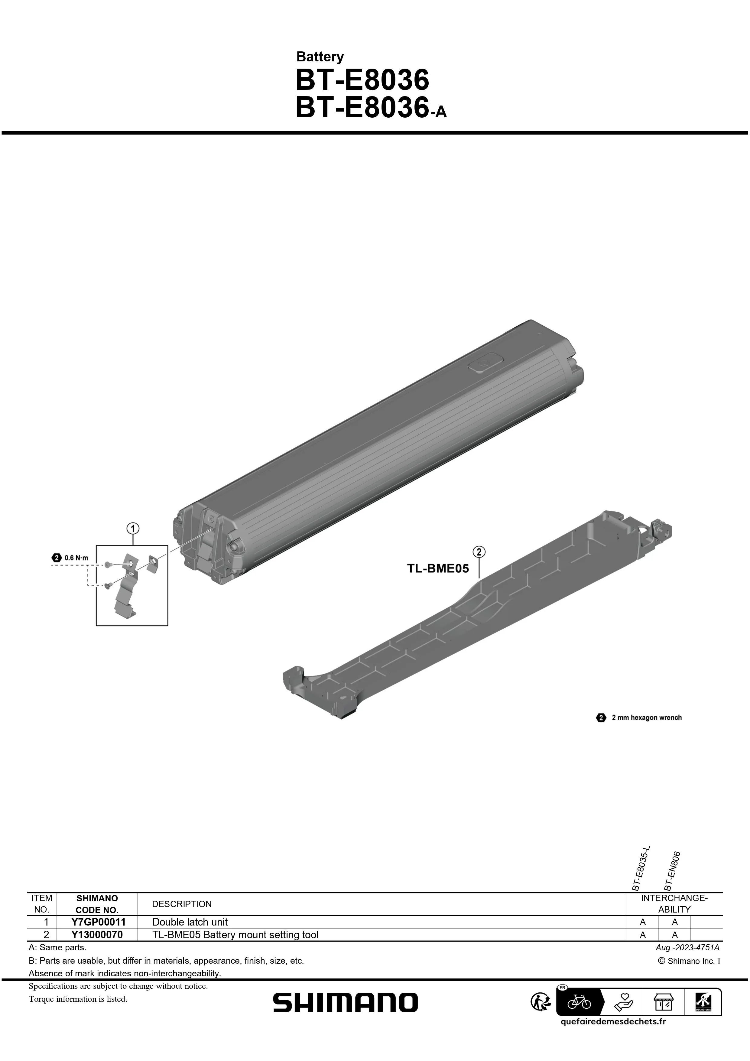 SHIMANO STEPS BT-E8036 Integrated Down Tube e-Bike Black 630Wh Battery