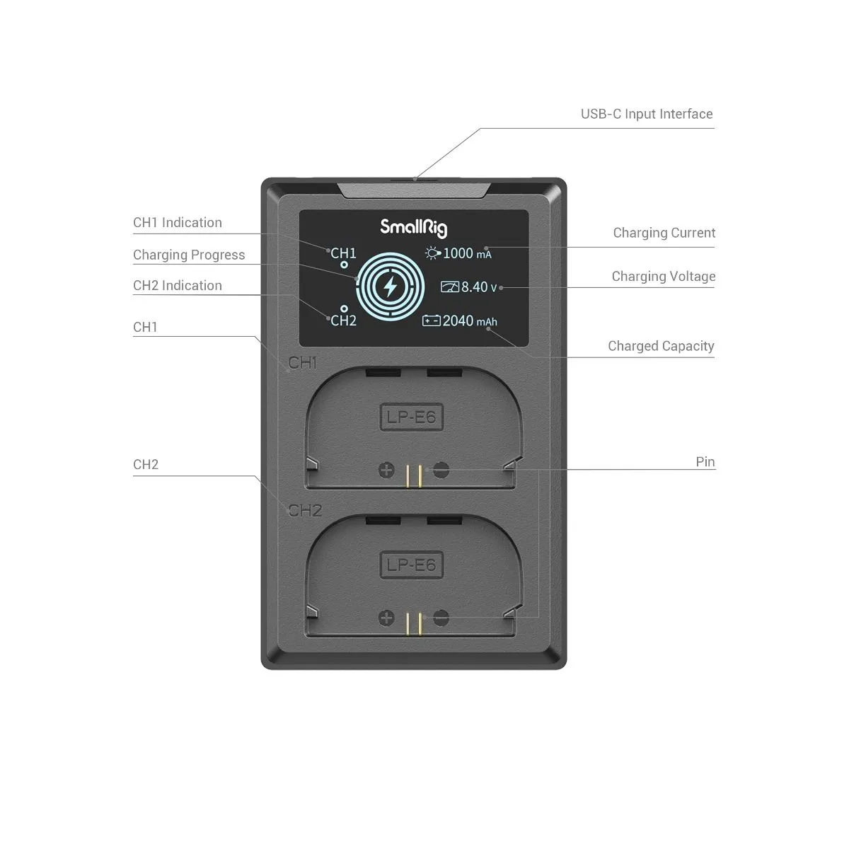 SmallRig LP-E6NH Camera Battery and Charger Kit 3821 (Black)