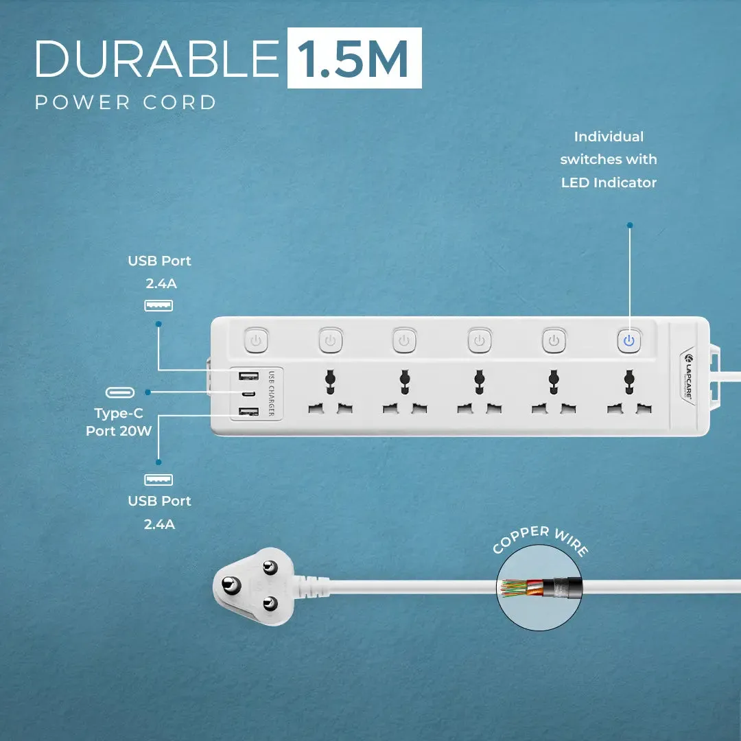 Surgee Smart With 5AC Outlet, 2 USB, Type-C (LPS-117)