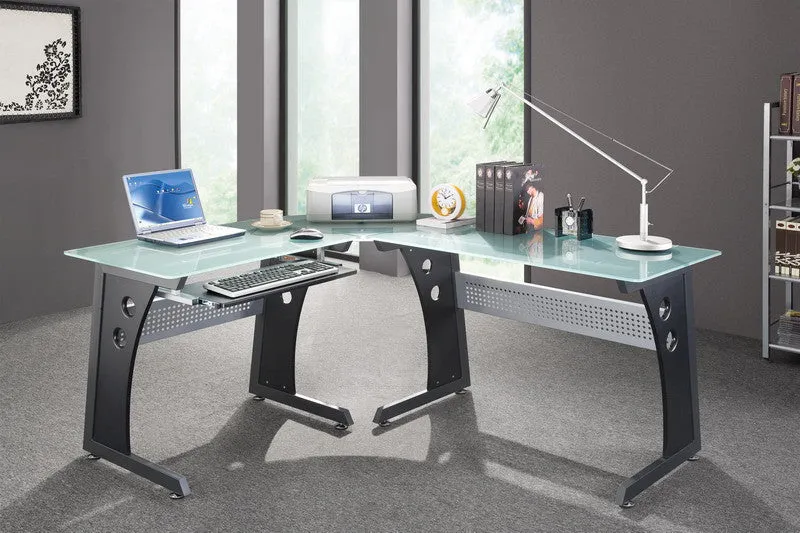 Techni Mobili Glass L-shaped Computer Desk