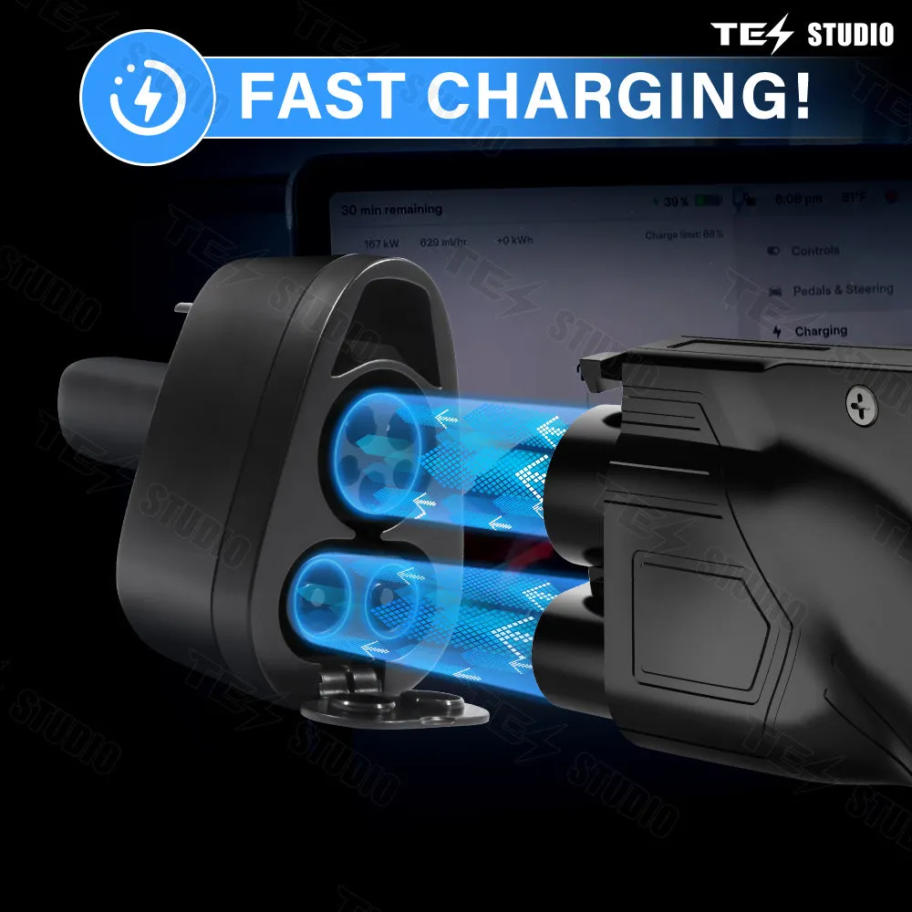 Tesstudio CCS1 x J1772 2-in-1 Charging Adapter for Model 3/Y Cybertruck(After Feb.2020 and 19-22 Original Supports CCS1)