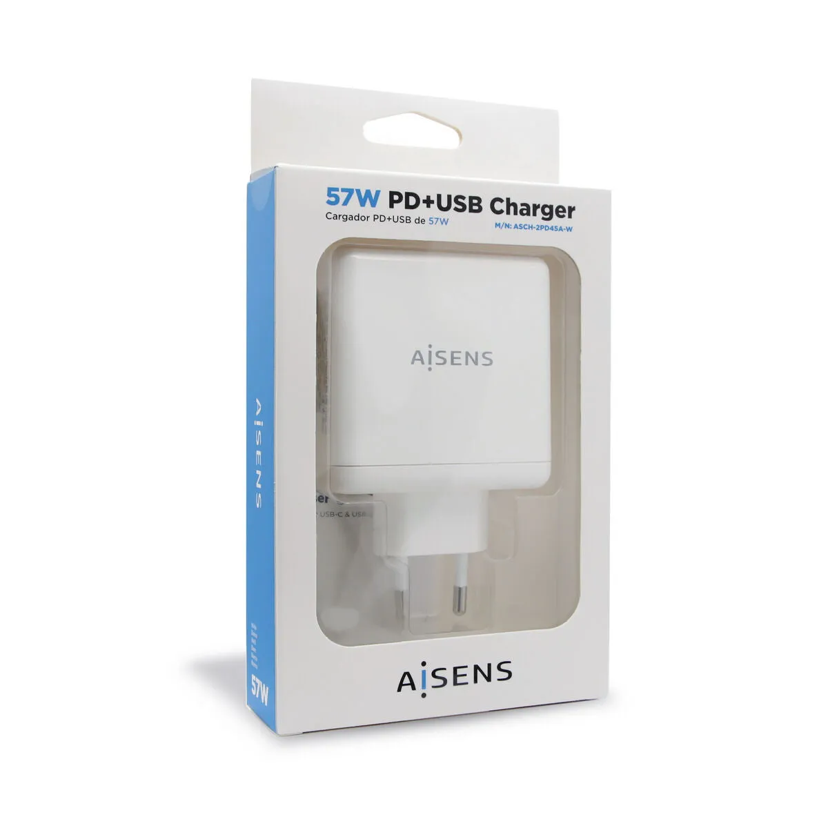 USB Wall Charger Aisens ASCH-2PD45A-W White 57 W USB-C (1 Unit)