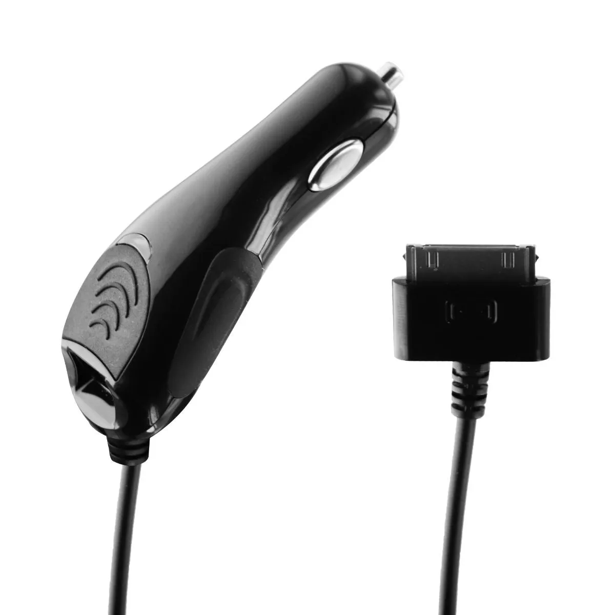 Ventev 30-Pin Coiled Car Charger with Extra USB Port - Black