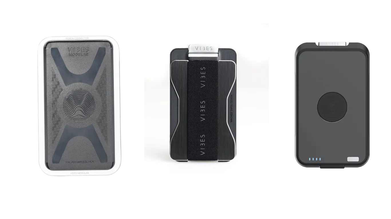 Vibes Modular Roxon modular accessory connector with  Modular Wallet and  Wireless Battery