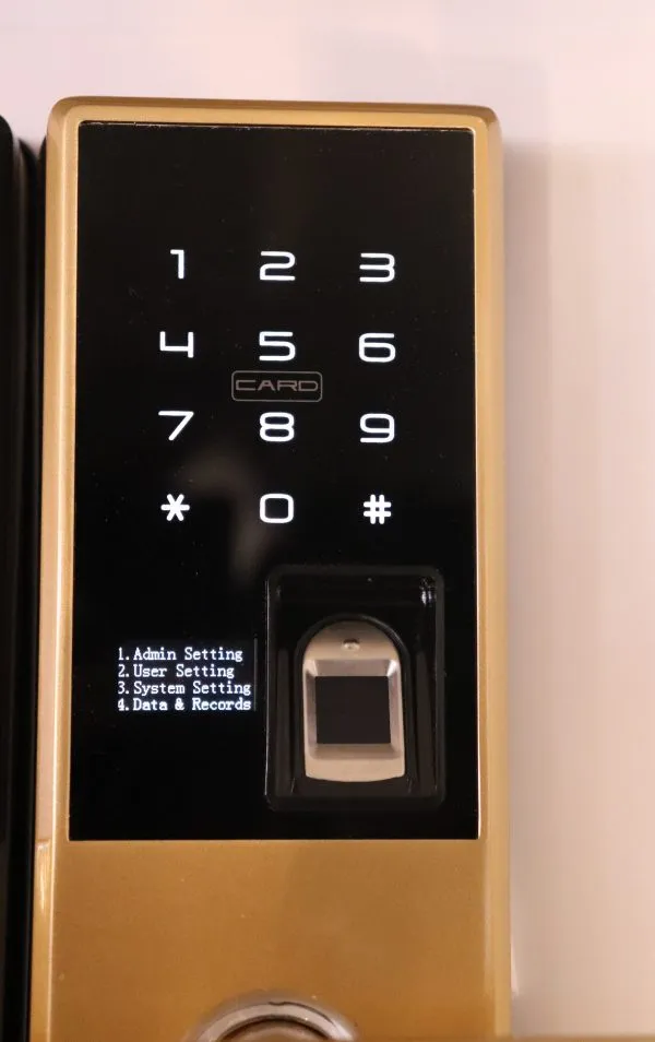 Vila Smart Lock Lock,Display screen,Keypad Digital,Biometric Fingerprint,IC Card,Mechanical key Unlock for Apartment Hotel Home Use. COLOR: (Golden)