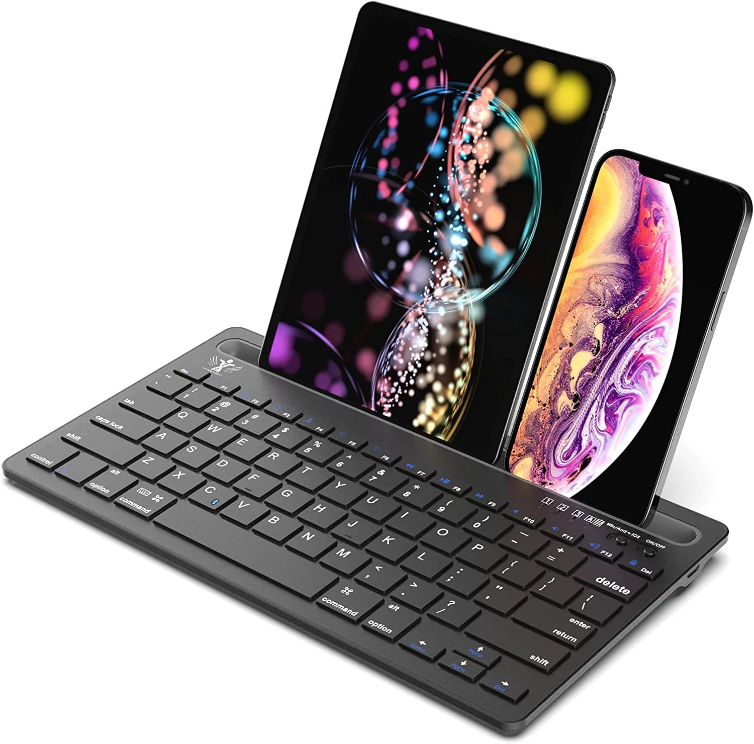 Wireless Bluetooth Rechargeable Slim Compact Multi Device Phone Tablet Keyboard