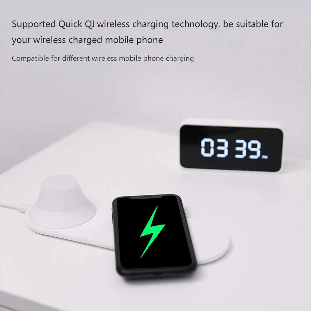 Wireless Quick Fast Charger USB Charging Port Design with Separated Magnetic Design 7 LED Double Color Temperature Changing Night Light